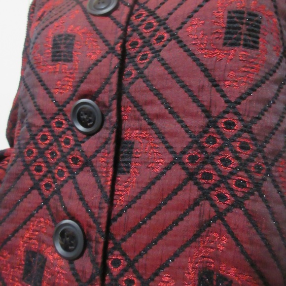 Vintage 90s 80s Sarah Bentley Button Up Top L Sparkly Red Grannycore Casual Chic - Picture 5 of 8